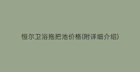 恒尔卫浴拖把池价格(附详细介绍)