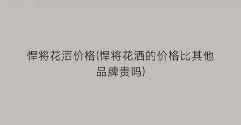 悍将花洒价格(悍将花洒的价格比其他品牌贵吗)