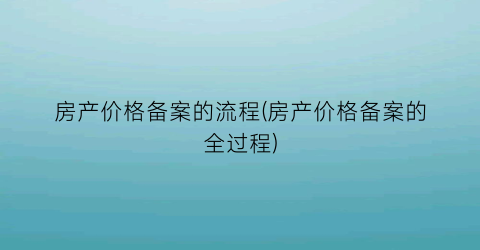 房产价格备案的流程(房产价格备案的全过程)