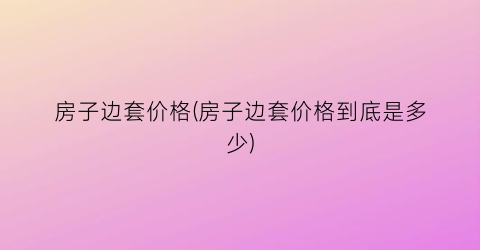 房子边套价格(房子边套价格到底是多少)