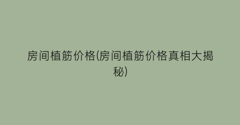 房间植筋价格(房间植筋价格真相大揭秘)