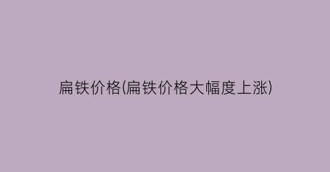 扁铁价格(扁铁价格大幅度上涨)