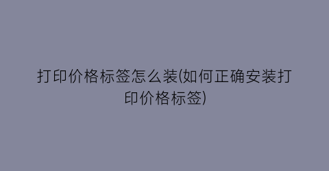 打印价格标签怎么装(如何正确安装打印价格标签)