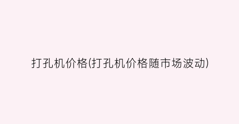 打孔机价格(打孔机价格随市场波动)