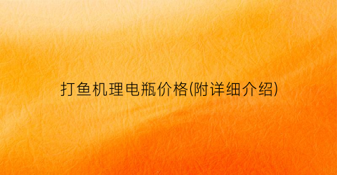 打鱼机理电瓶价格(附详细介绍)