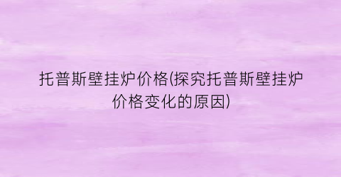 托普斯壁挂炉价格(探究托普斯壁挂炉价格变化的原因)