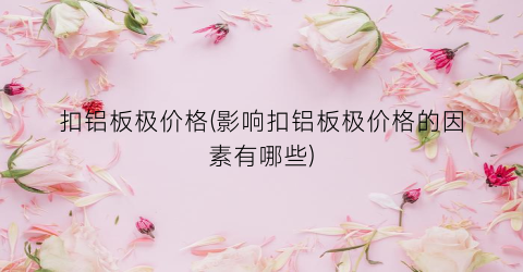 扣铝板极价格(影响扣铝板极价格的因素有哪些)