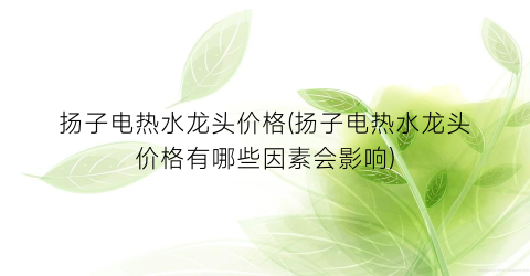 扬子电热水龙头价格(扬子电热水龙头价格有哪些因素会影响)