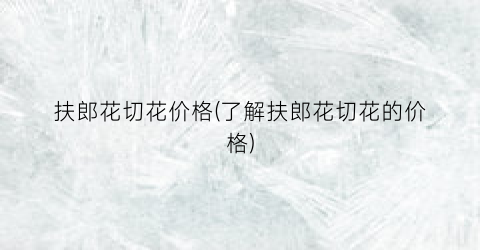 扶郎花切花价格(了解扶郎花切花的价格)