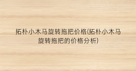 拓朴小木马旋转拖把价格(拓朴小木马旋转拖把的价格分析)