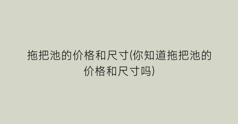 拖把池的价格和尺寸(你知道拖把池的价格和尺寸吗)