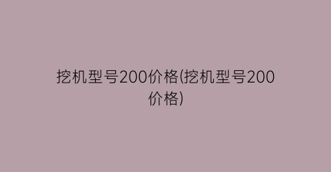 “挖机型号200价格(挖机型号200价格)