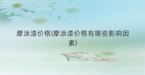 摩涂漆价格(摩涂漆价格有哪些影响因素)
