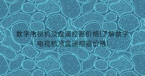 数字电视机顶盒遥控器价格(了解数字电视机顶盒遥控器价格)