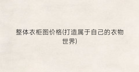 整体衣柜图价格(打造属于自己的衣物世界)