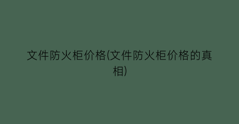 文件防火柜价格(文件防火柜价格的真相)