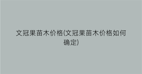 文冠果苗木价格(文冠果苗木价格如何确定)