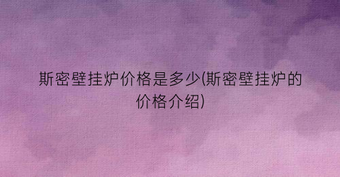 斯密壁挂炉价格是多少(斯密壁挂炉的价格介绍)
