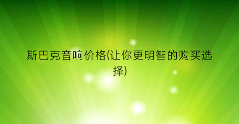 “斯巴克音响价格(让你更明智的购买选择)