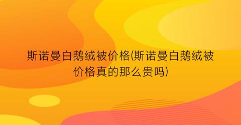 斯诺曼白鹅绒被价格(斯诺曼白鹅绒被价格真的那么贵吗)