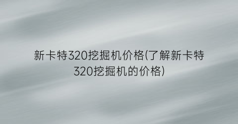 新卡特320挖掘机价格(了解新卡特320挖掘机的价格)