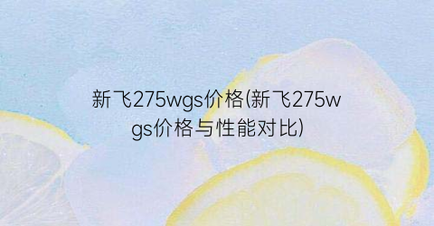 新飞275wgs价格(新飞275wgs价格与性能对比)