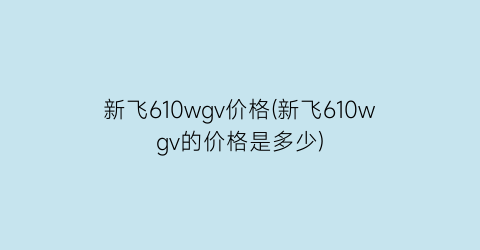 新飞610wgv价格(新飞610wgv的价格是多少)