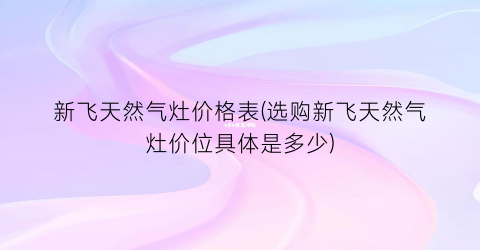新飞天然气灶价格表(选购新飞天然气灶价位具体是多少)