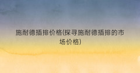 施耐德插排价格(探寻施耐德插排的市场价格)