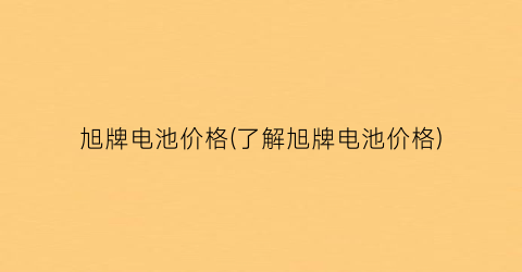 旭牌电池价格(了解旭牌电池价格)