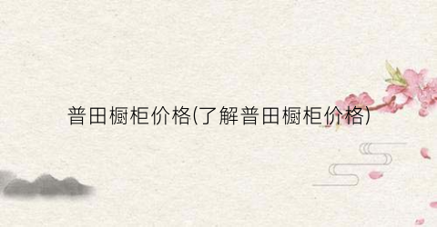 普田橱柜价格(了解普田橱柜价格)