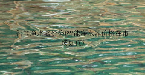 智能净水器价格(智能净水器价格在市场如何)