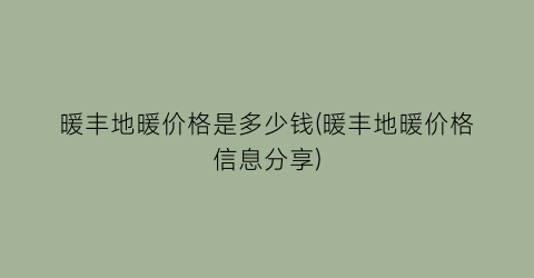 “暖丰地暖价格是多少钱(暖丰地暖价格信息分享)