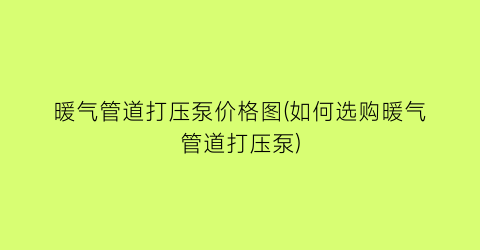 暖气管道打压泵价格图(如何选购暖气管道打压泵)