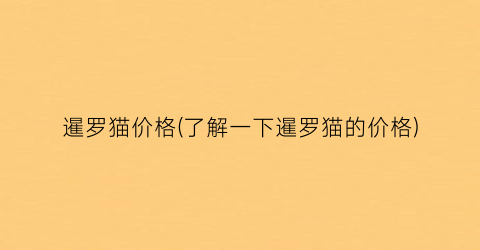 “暹罗猫价格(了解一下暹罗猫的价格)