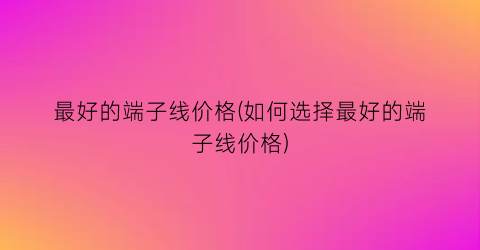 最好的端子线价格(如何选择最好的端子线价格)