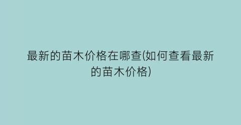 最新的苗木价格在哪查(如何查看最新的苗木价格)