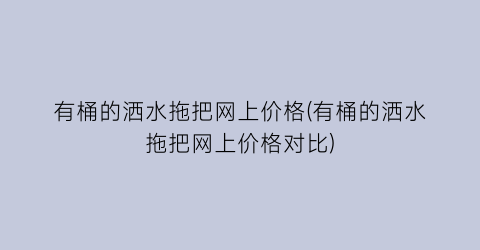 有桶的洒水拖把网上价格(有桶的洒水拖把网上价格对比)