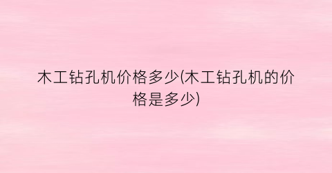 “木工钻孔机价格多少(木工钻孔机的价格是多少)