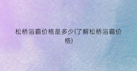 松桥浴霸价格是多少(了解松桥浴霸价格)