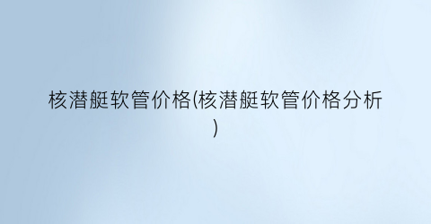 核潜艇软管价格(核潜艇软管价格分析)
