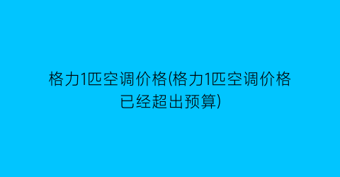 格力1匹空调价格(格力1匹空调价格已经超出预算)