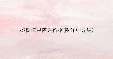桃树挂果陪尝价格(附详细介绍)