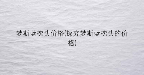 “梦斯蓝枕头价格(探究梦斯蓝枕头的价格)