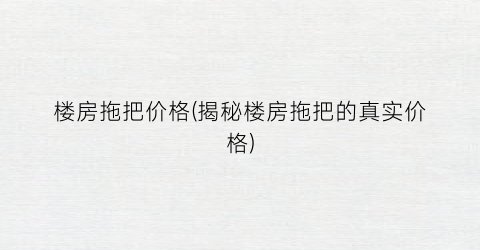 楼房拖把价格(揭秘楼房拖把的真实价格)