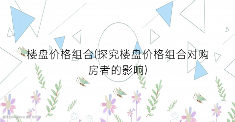 楼盘价格组合(探究楼盘价格组合对购房者的影响)