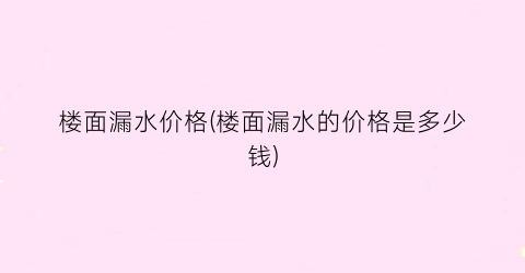 楼面漏水价格(楼面漏水的价格是多少钱)
