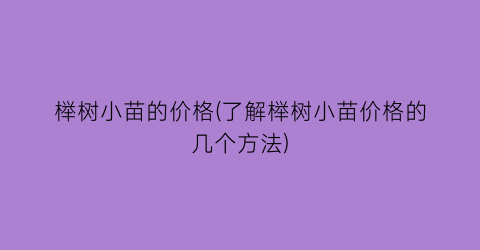 榉树小苗的价格(了解榉树小苗价格的几个方法)