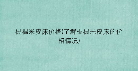榻榻米皮床价格(了解榻榻米皮床的价格情况)