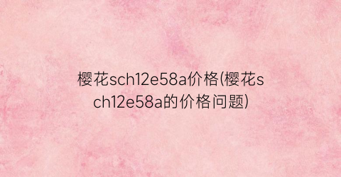 樱花sch12e58a价格(樱花sch12e58a的价格问题)